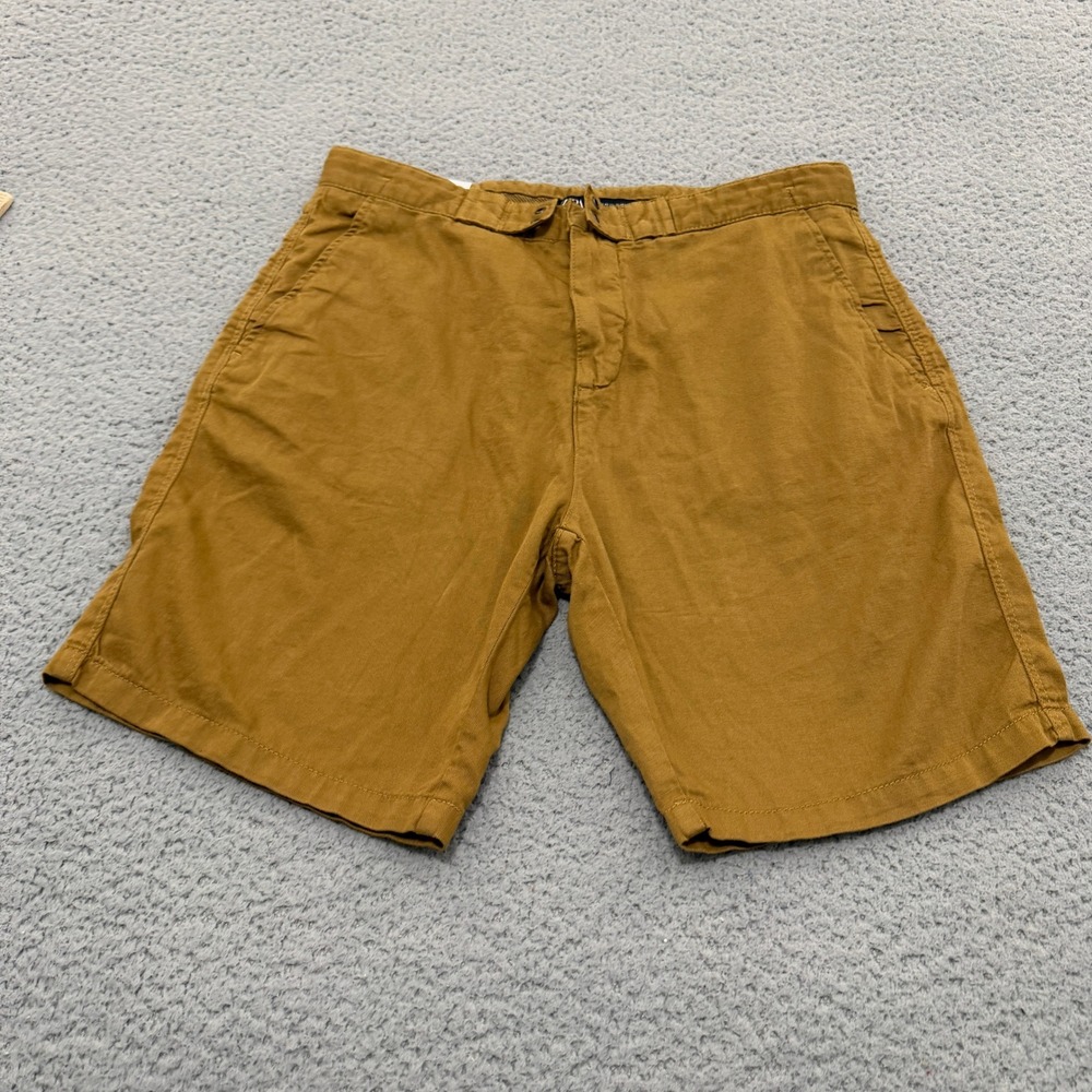 Zara Man Chino Shorts Mens 32 Brown Cotton Linen Blend  NEW